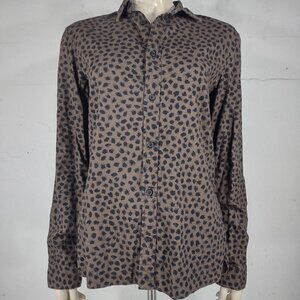 All Saints brown black Orleans Long Sleeve Shirt polka dot flannel ladies XS